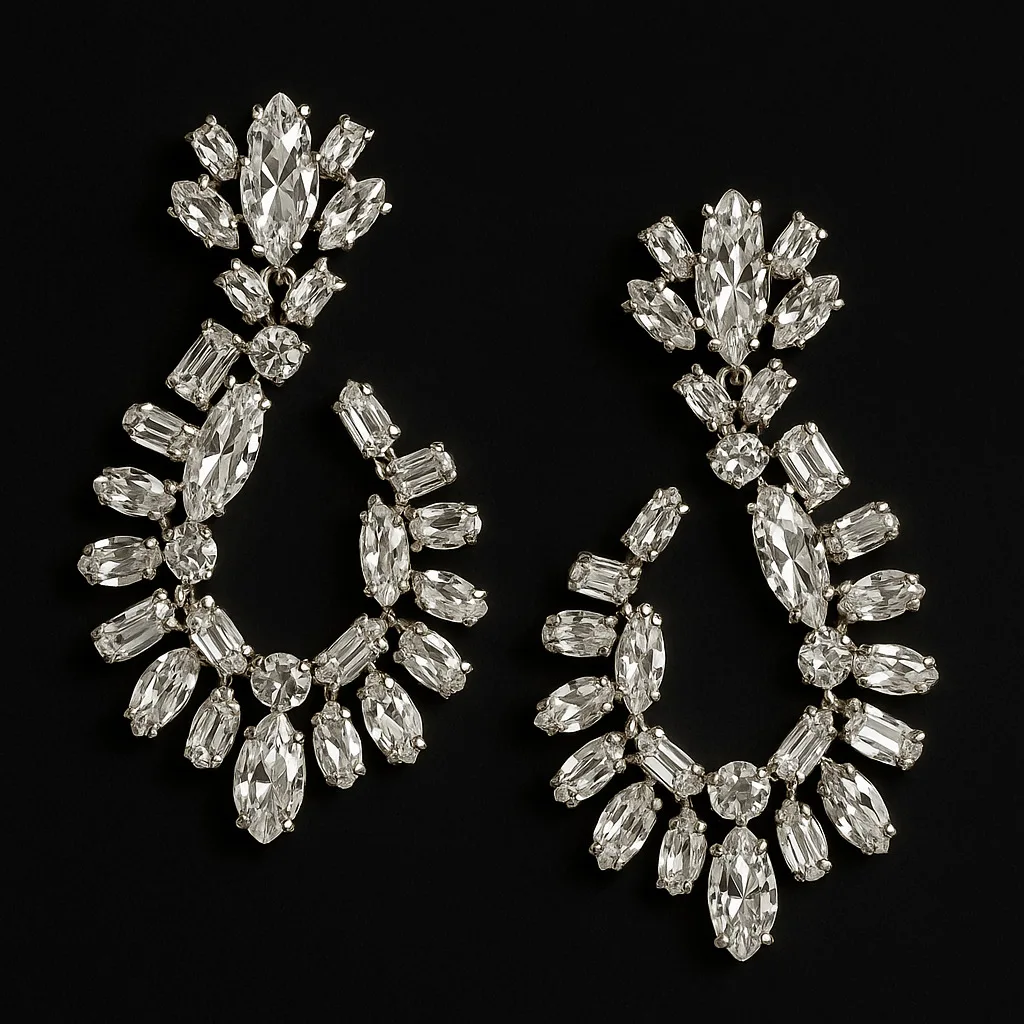 New water drop earrings exaggerated rhinestone earrings design sense catwalk accessories women's earrings