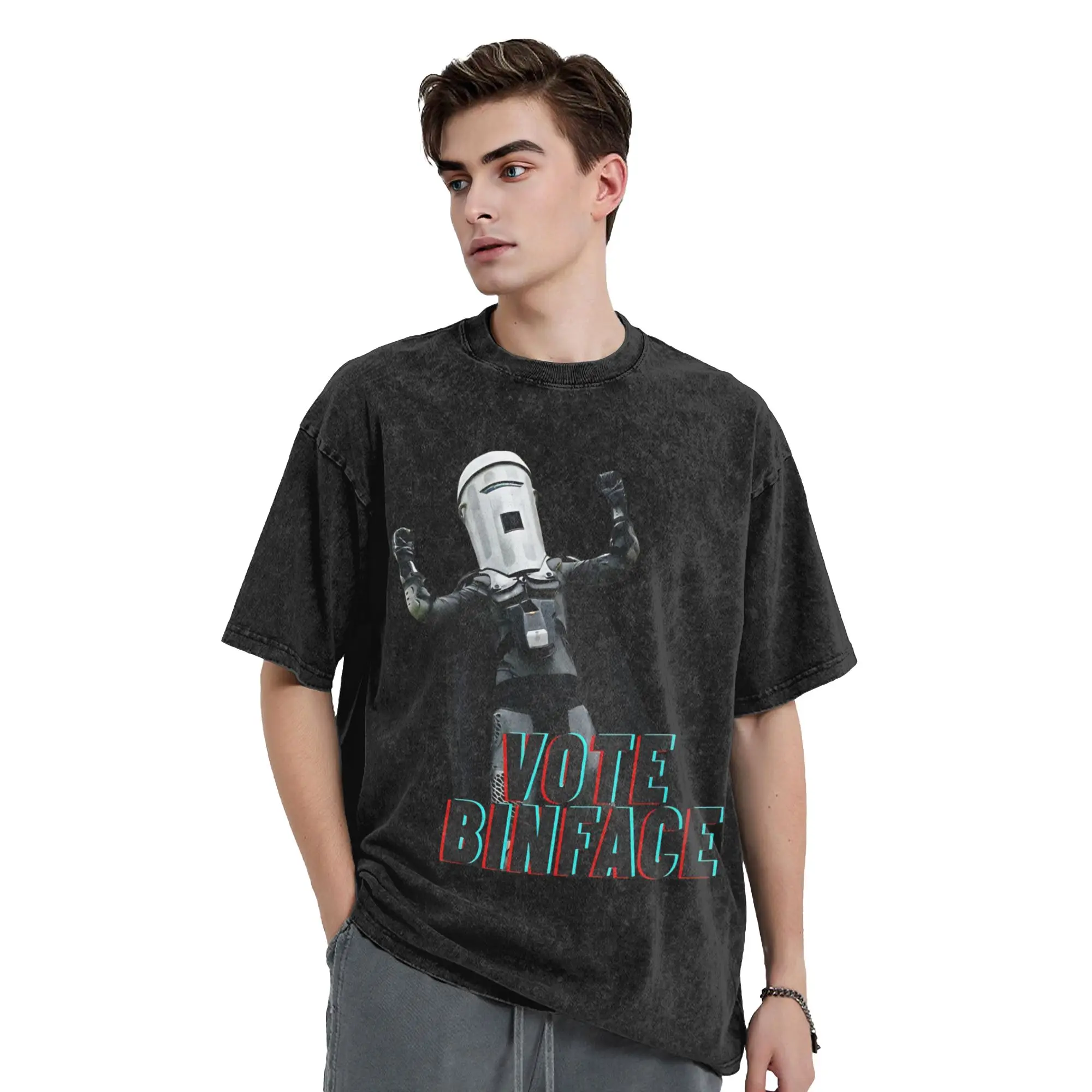 Count Binface  Vote Binface Men's T Shirt Washed  Novelty Tees Short Sleeve O Neck T-Shirts 100% Cotton Gift Idea Clothes