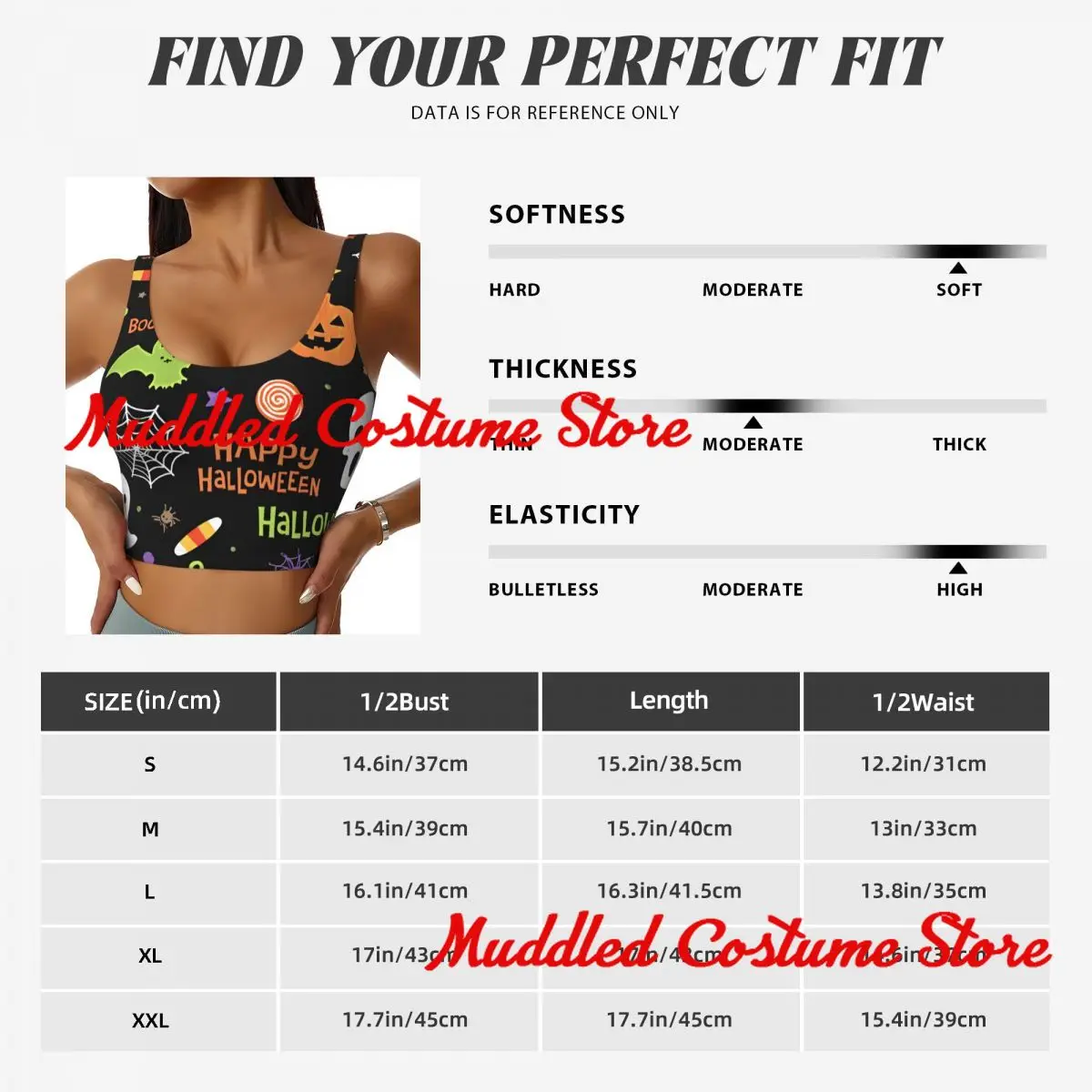 ハロウィンイラスト スポーツブラ 女性用 ヨガ ジム ランニング ポリエステル スパンデックス混紡 通気性 耐衝撃性 カワイイ パンクスタイル