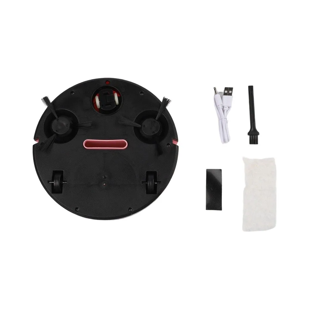 Compact Robot Vacuum Cleaner 5.4 cm Thin Design Fits Under Beds Sofas USB Charged 3 in 1 Sweep Suction Mop for Home Use