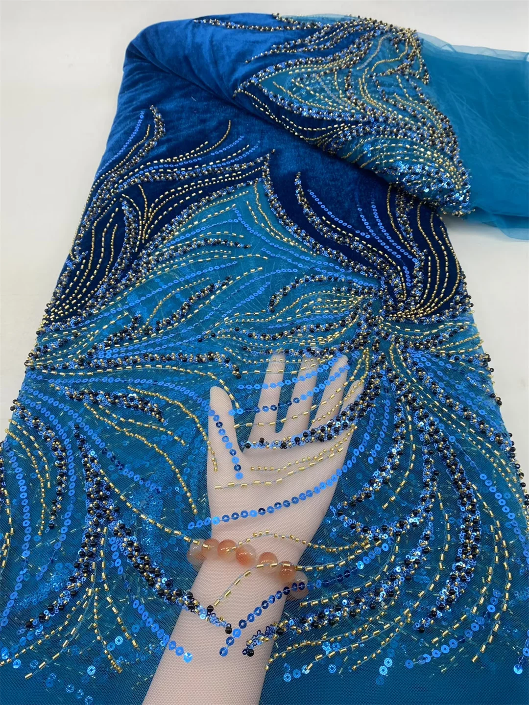 

African Lace Fabric 2025 Sequins Beaded Embroidery Groom Nigerian Bridal High Quality French Tulle Lace Fabric For Wedding Party