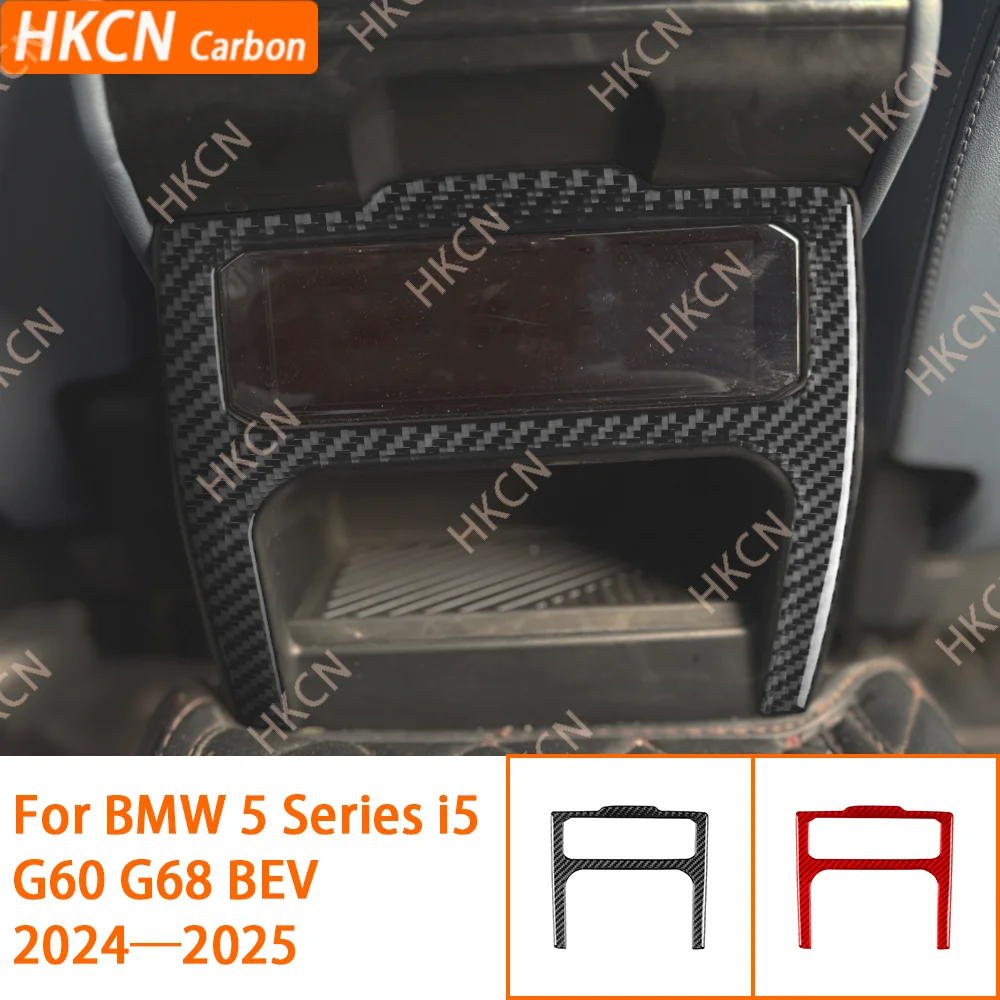 

Rear Console Air Conditioner Panel Trim Cover For BMW 5 Series i5 G60 G68 2024+ Carbon Fiber Color Car Styling Accessories