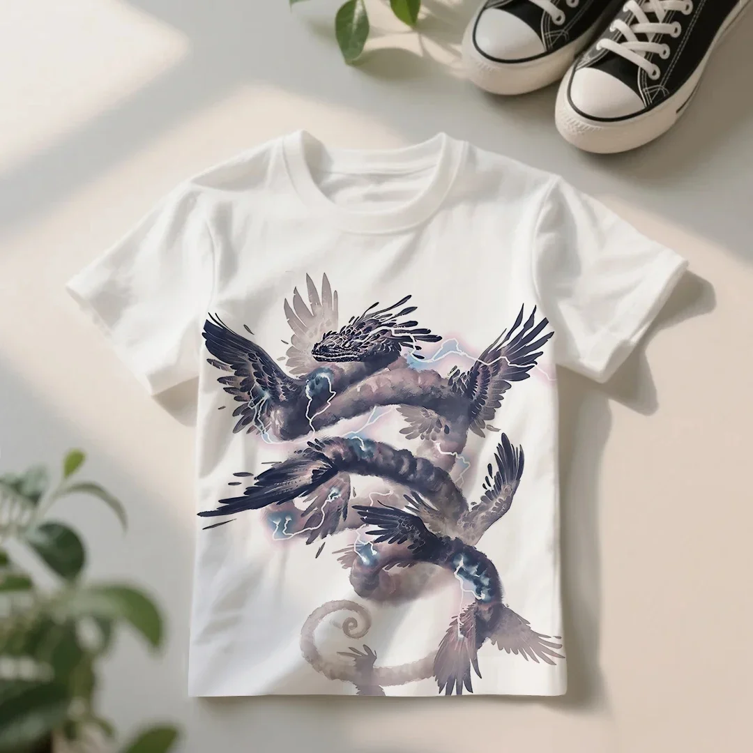 

Children's Casual Myth Beast T-Shirt Short Sleeve Graphic Tee for Boys Girls Ages 1-14 Comfortable Mythology-Inspired Kids' Wear