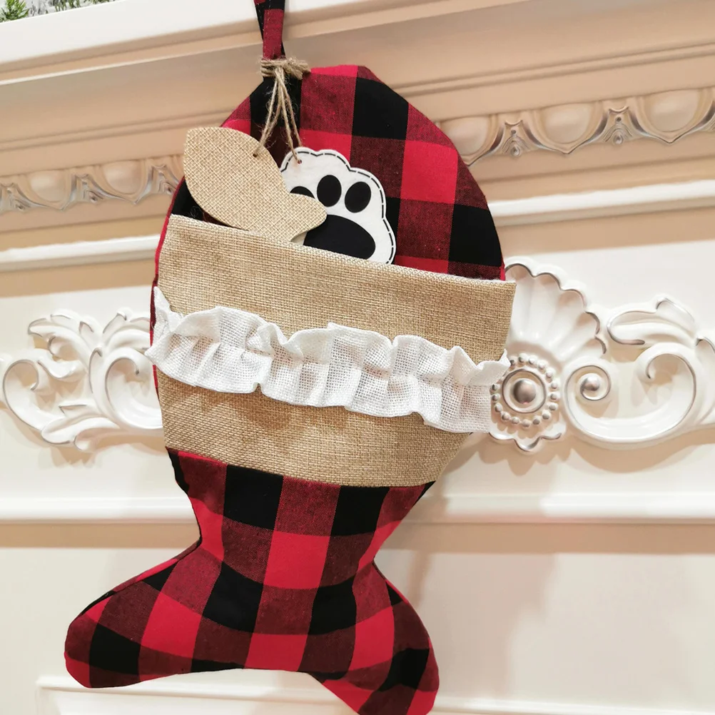 

2Pcs Christmas Socks Gift Bags Xmas Hanging Sock Candy Pouch for Party Favors Holiday Decorations Small Gift Bag