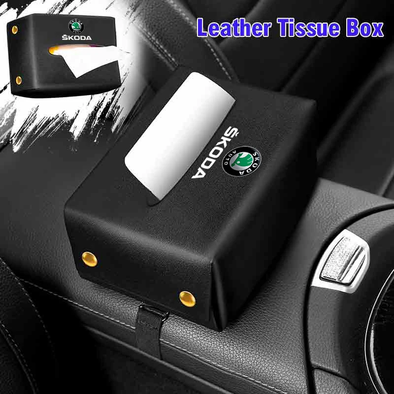 Car Tissue Box Armrest Storage Case Seatback Napkin Holder Accessories For Skoda Octavia Rapid Kodiaq Superb Derivative Karoq Fa view 6