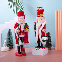 35cm Nutcracker Soldier Puppet Wooden Nutcracker Statue Gingerbread Man Doll Toy Christmas New Year Gift Home Decoration