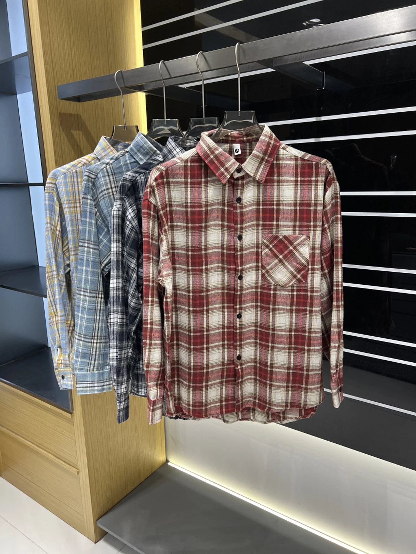 

New American Cotton Breathable Loose Casual Collar Long Sve Plaid irt Men Women Autumn Trend Base irt Comfortable Fit