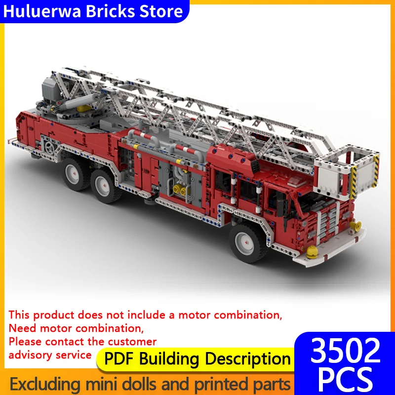

City Car Model MOC Building Bricks Ladder Fire Engine Modular Technology Gifts Holiday Assemble Children Toys Suit