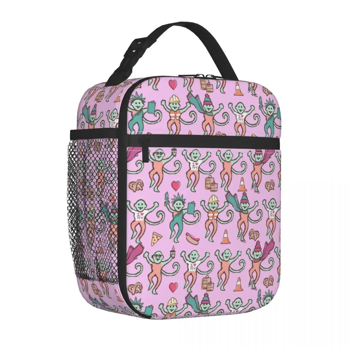 Preppy Roller Monkeys Rabbit Insulated Lunch Bag for Women Waterproof Cooler Thermal Lunch Box Kids School Children