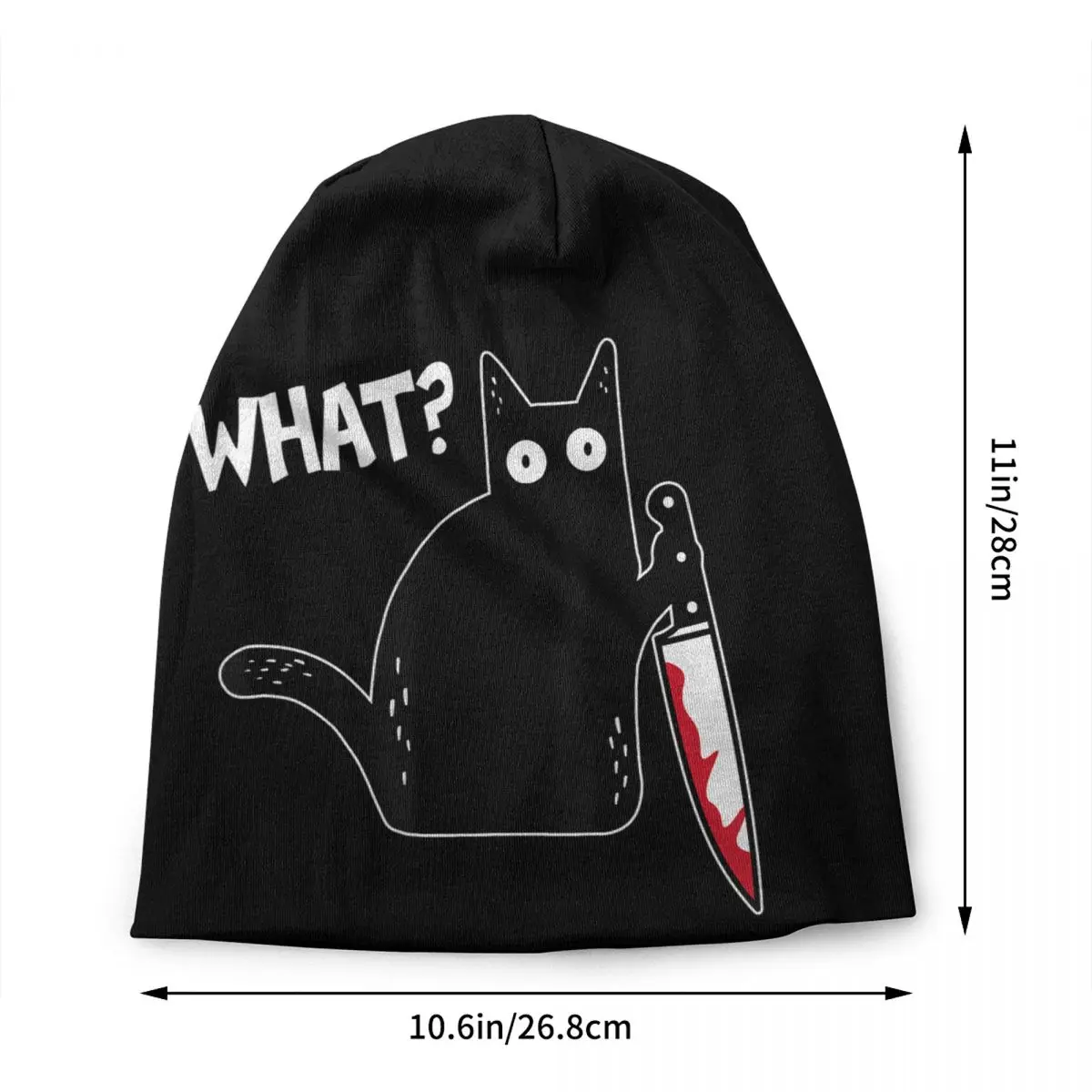 What Murderous Cat Holding Knife Bonnet Hat Knitted Hats Hip Hop Unisex Funny Halloween Winter Warm Skullies Beanies Caps