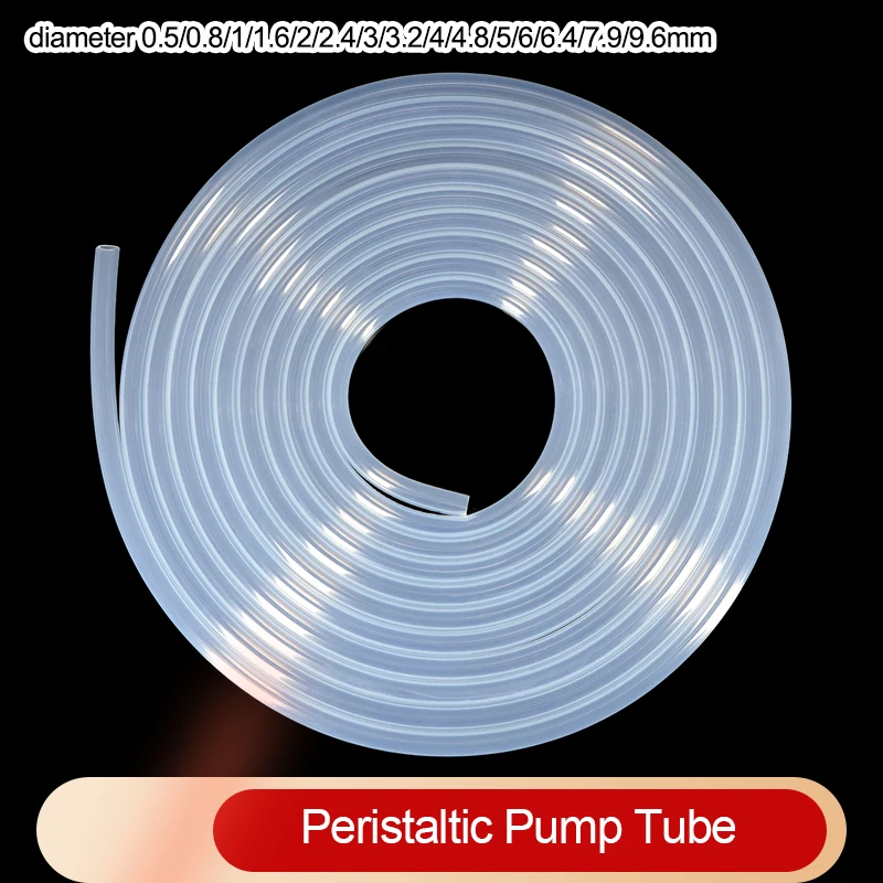 1/5m  Food Grade Peristaltic Pump Tube Transparent ID 0.5mm~9.6mm Corrosion Resistant Flexible Nontoxic Laboratory Silicone Hose