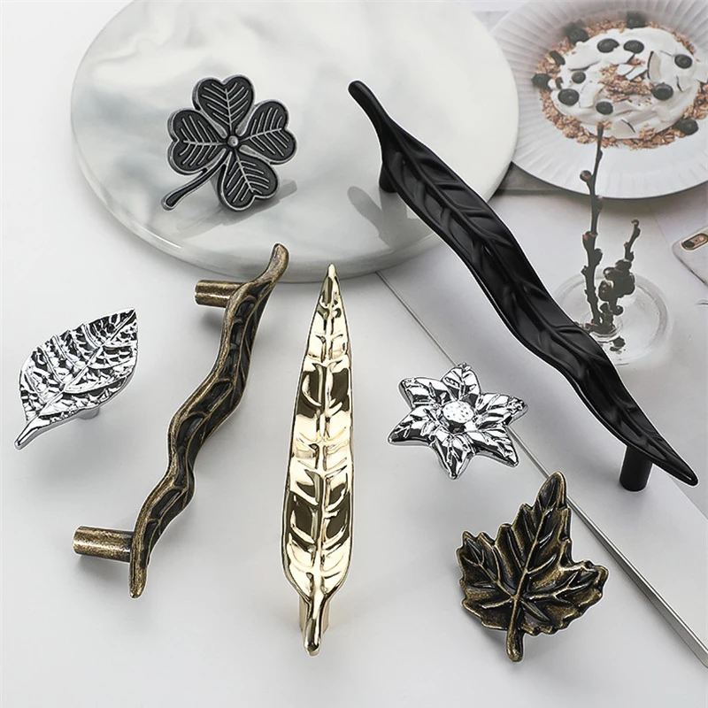 

Creative Zinc Alloy Furniture Handles Tree Branch Cabinet Handles Leaf Wardrobe Door Handles Flower Drawer Knobs Kitchen Handles