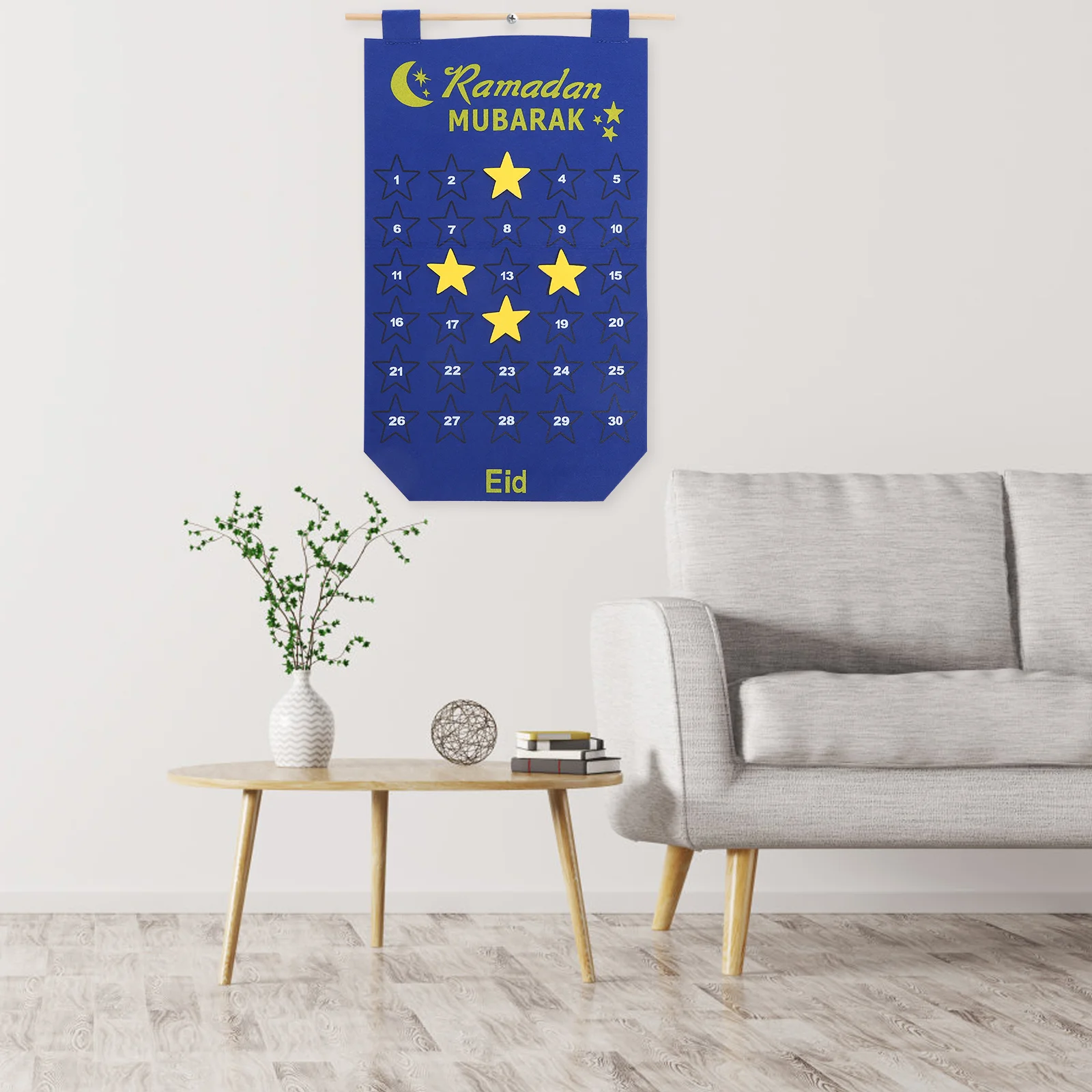 

Felt Calendar Blue Ramadan Festival Hangings Countdown Timer Decor Ramadan Festival Table Calendar Ornament Advent Calendars