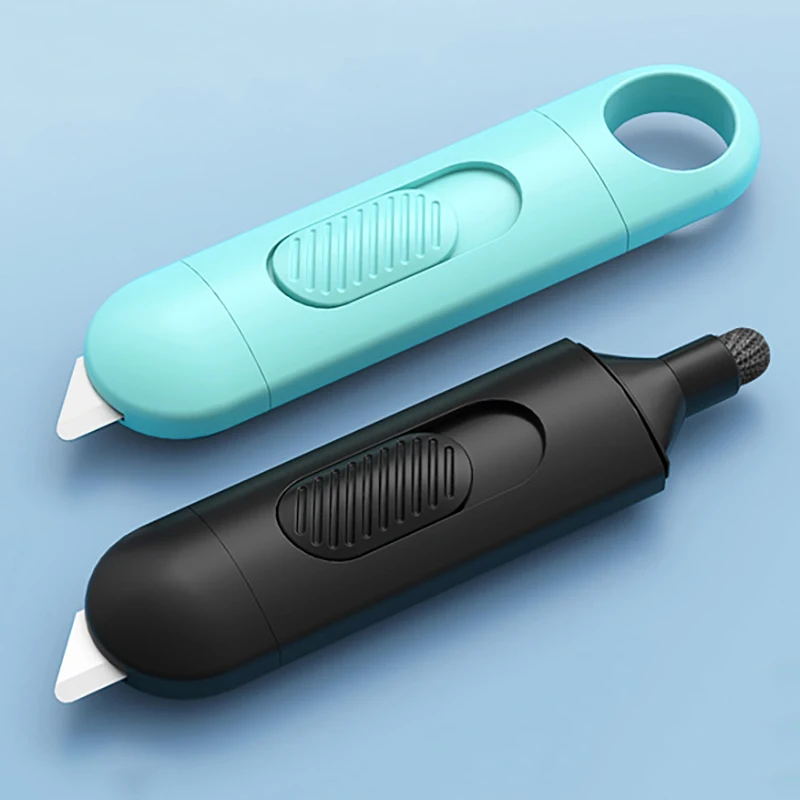 Portable Mini Ceramic Utility Knife, Safe Blades Box Packaging Opener Cutting Tools With Keychain Hang Hole, Locks Into Position