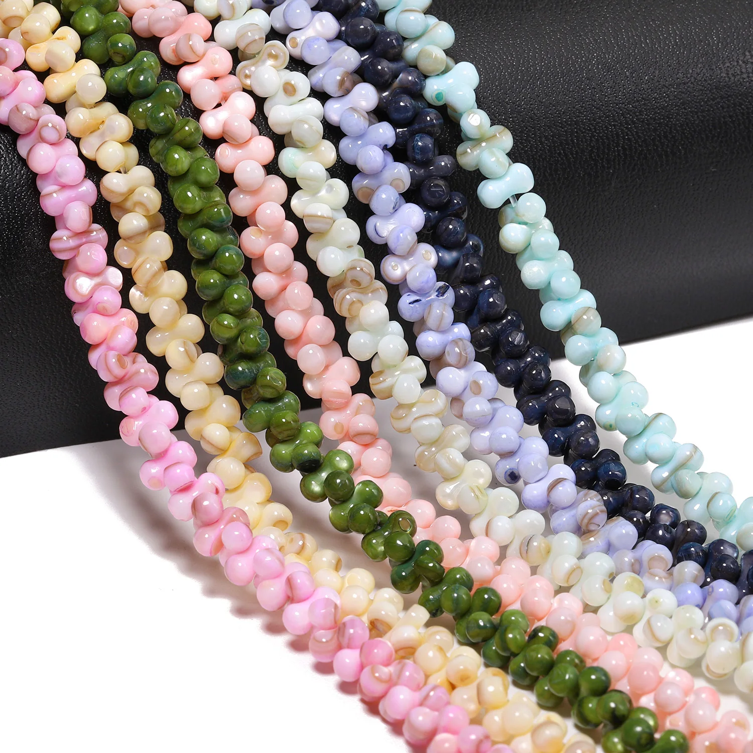 Espaciador de concha Natural con forma de hueso y agujero Horizontal de 4x8mm, cuentas multicolores para fabricación de joyería de moda, pulseras DIY para mujer