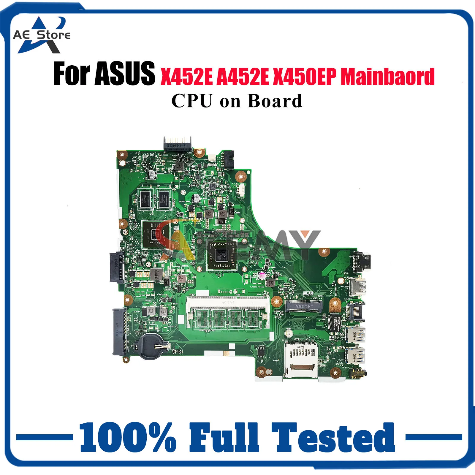 

X450EP Laptop Motherboard For ASUS VivoBook X450E X452E X450EP A452E Notebook Mainboard With CPU 100% tests OK fast shipping stk