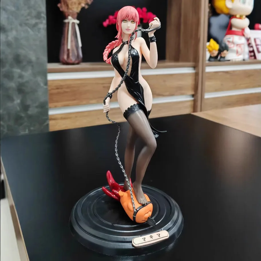 Chainsaw Man GK Makima Sexy Attire 28cm Statue Model Ornaments Kawaii Demon Dog Pochita Gifts Toys Doll Anime Periphery Figures