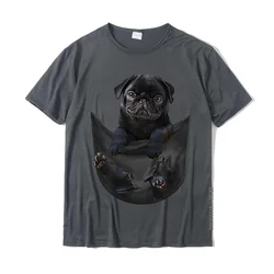 Funny Black Pug In Pocket T-Shirt 3D Printed Cotton Mens Tops Shirt Design Cheap T Shirts