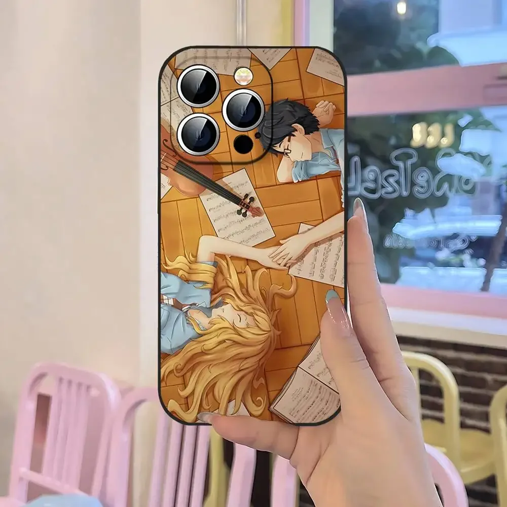 Amine Y-Your Lie In Aprils جراب هاتف جراب هاتف آيفون 17 16 15 11 13 14 Pro Max 7 8 Plus X Xr Xs Max 12 Mini Black Shell Co #6