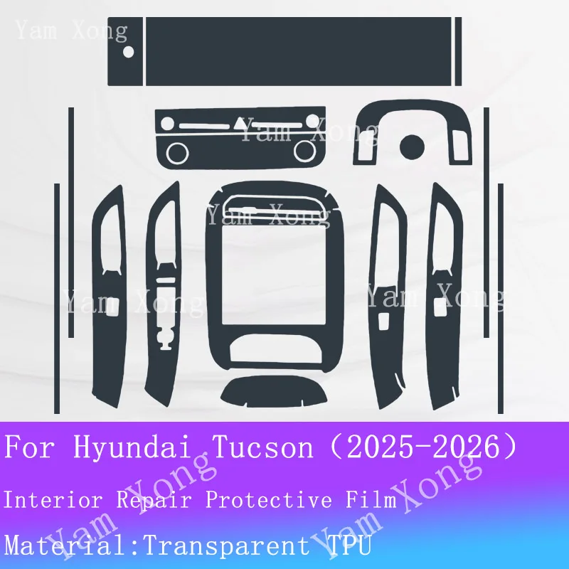 PPF Protection Film For Hyundai Tucson 2025 2026 Accessories Interior Transparent TPU GPS Navigation Gear Panel Center Console