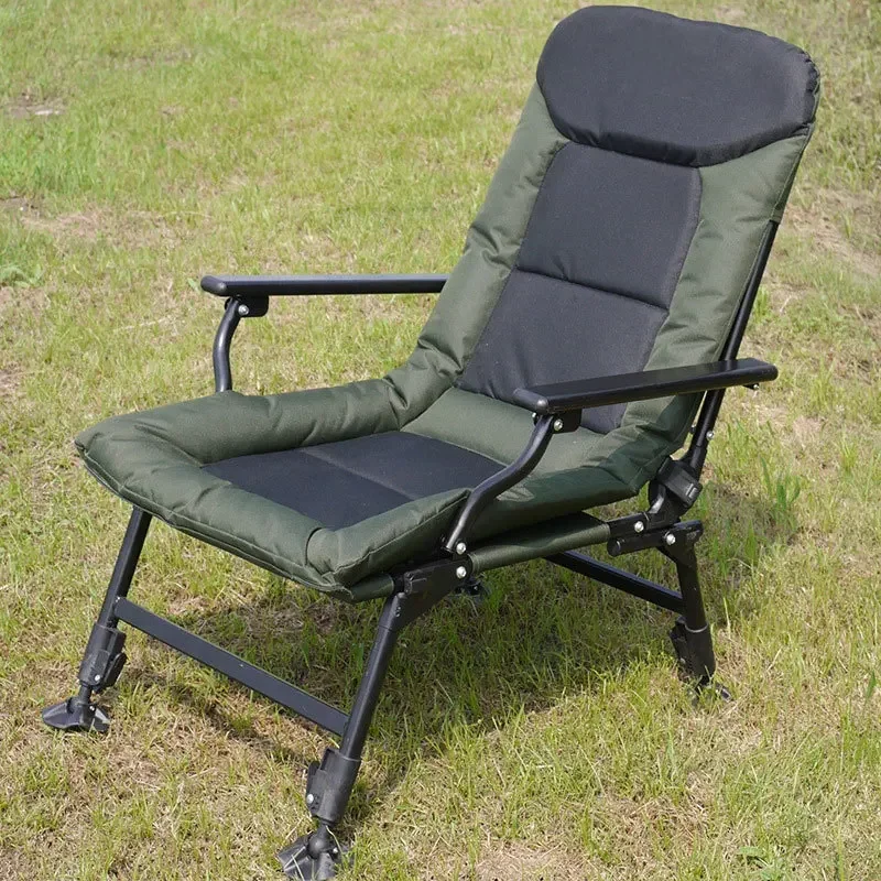 Silla de pesca multifuncional, asiento de pesca europeo reclinable y grueso, plegable y portátil para exteriores, todo terreno