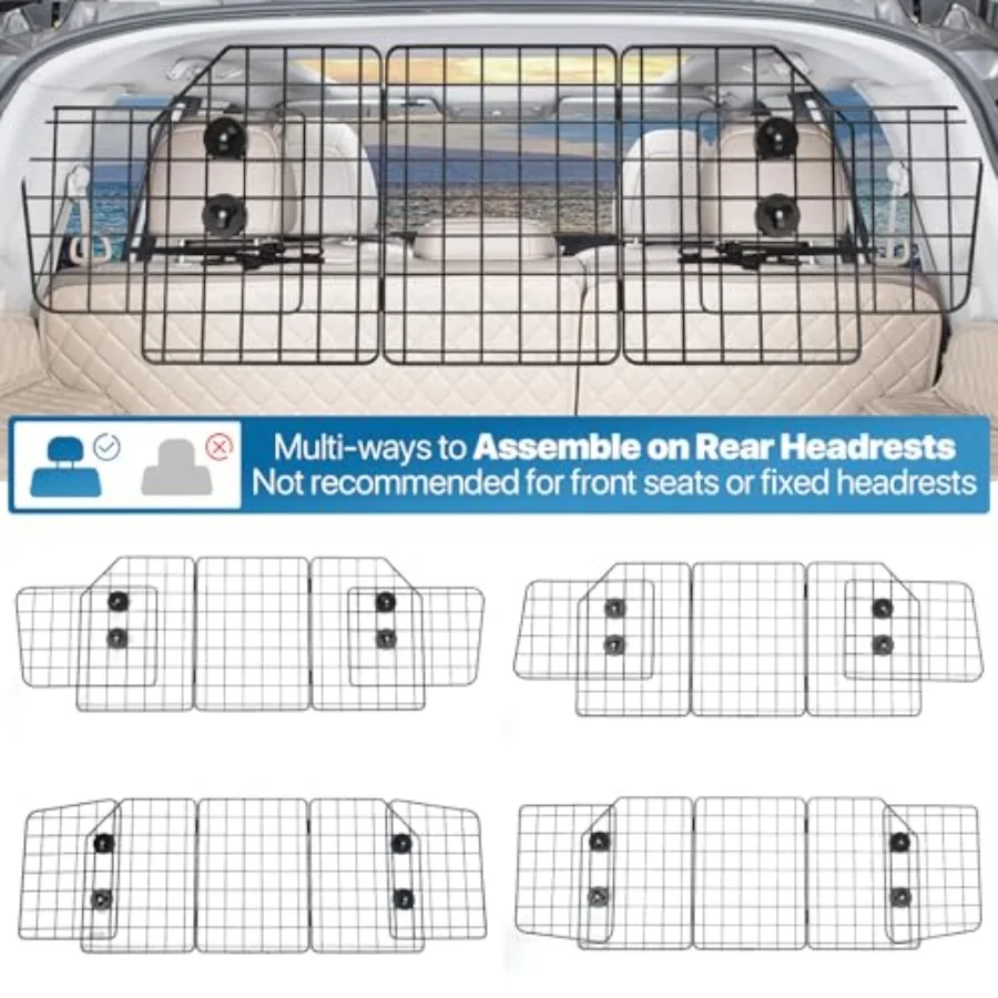 Foldable and Adjustable Car Barrier for SUV Trunk Cargo Area: Secure and Versatile Dog Gate Solution for Vehicle Interior Safet
