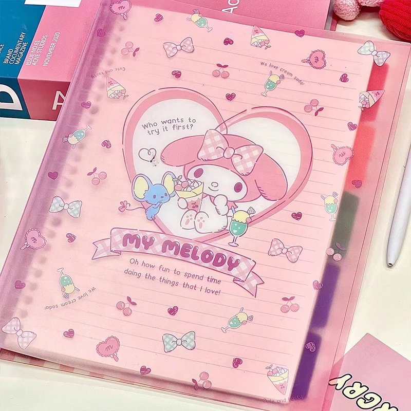 Sanrio My Melody transparently Cover Notebooks Kawaii Cute Anime Cartoon Student Handbook Stationery Notepad Toys Girls Gifts