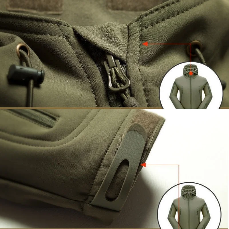 الرجال Sharkskin سترة سوفتشيل التكتيكية يندبروف سترة مضادة للماء الرجال معطف مقنع الرجال الرياضة سترة مضادة للماء 모터СССКККККТ #5