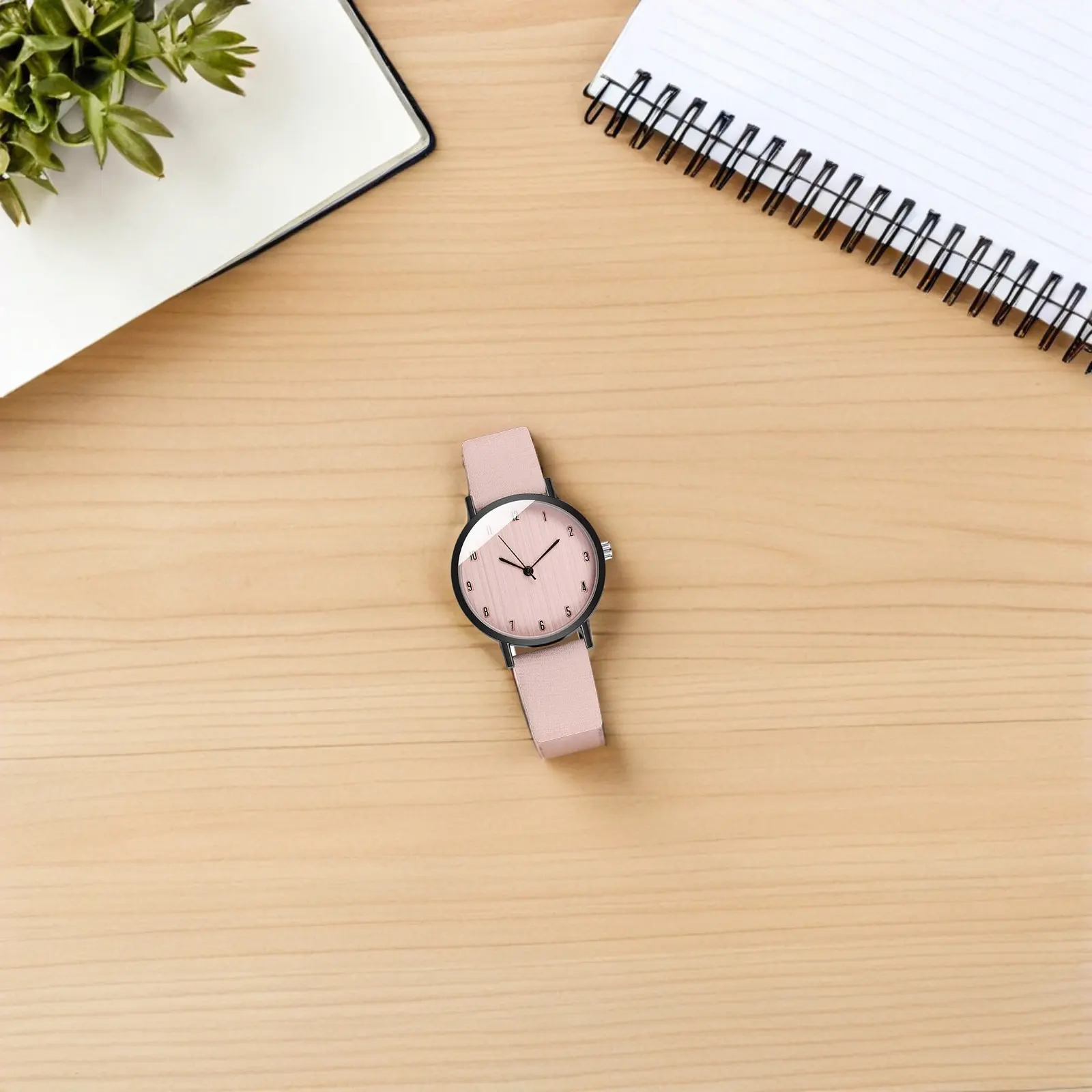 Quartz Women Wrist Watch Strap Simple Design Wood Grain Dial Lightweight Stylish for Casual Date Party