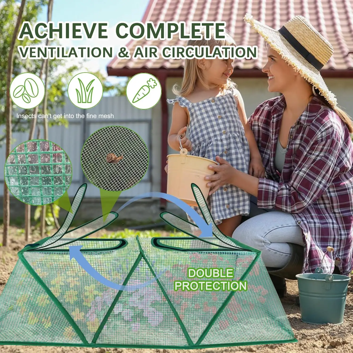 47.2 بوصة *14.6 بوصة * 13.4 بوصة غطاء نباتات مسرع الحديقة قابل للطي حماية من التجميد للسرير المرتفع، غطاء دفيئة صغير مع اثنين من Ai #2