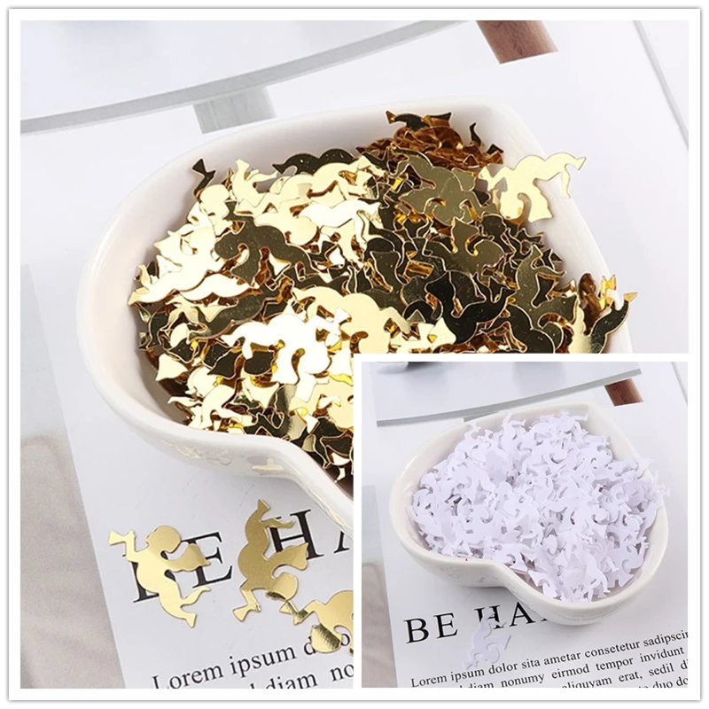 

10g/Pack Gold White Halloween Angel Sequins 10*18mm PVC Flat Paillettes Crafts For Sewing Easter Kids DIY Accessories Gifts