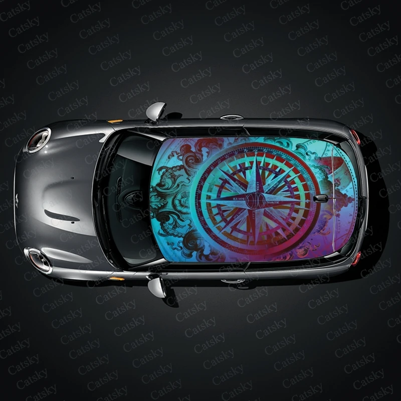 compass Car sticker decal roof sunroof decorative sticker vinyl film modified self-adhesive car sticker decal