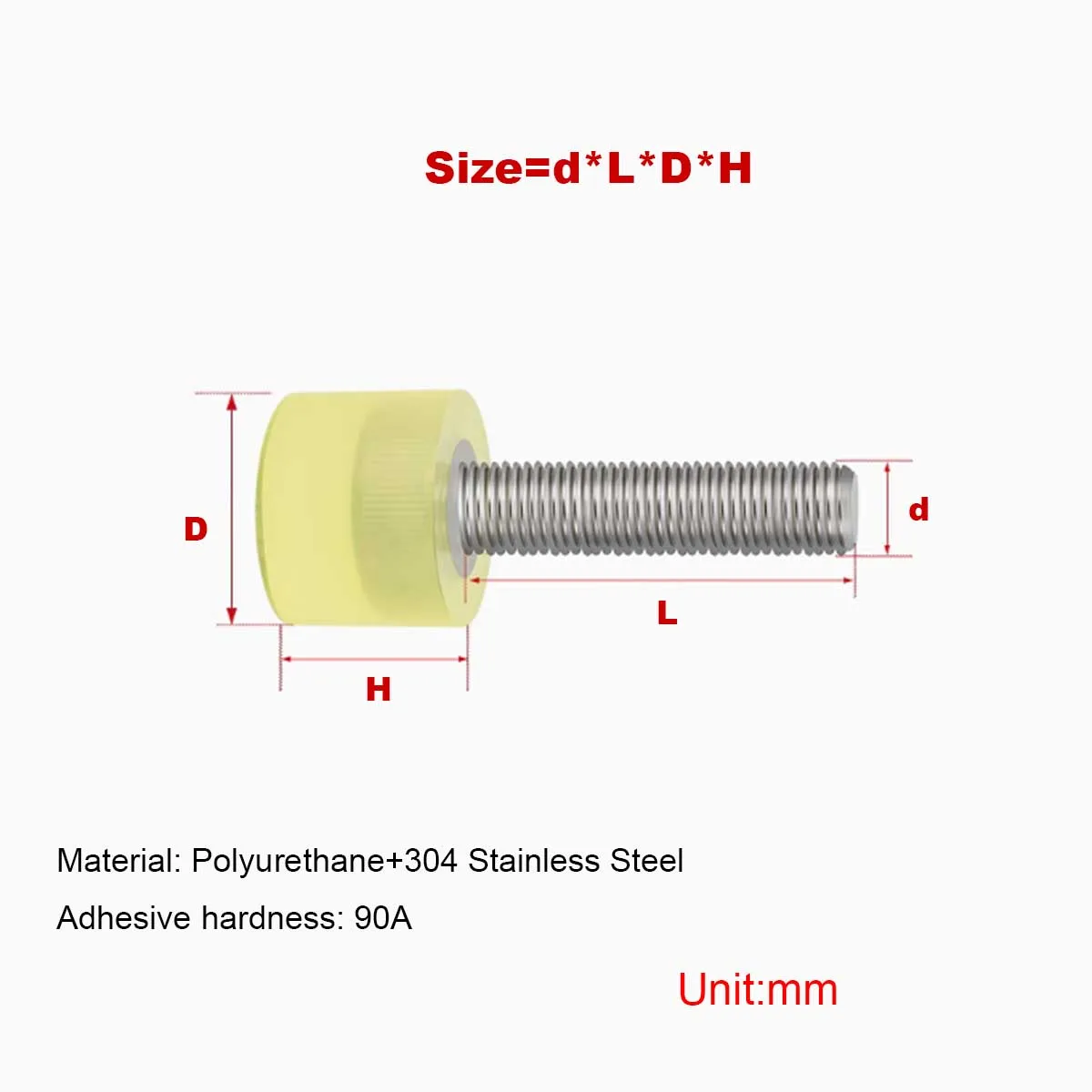 M14 M16 Polyurethane Coated Shock-Absorbing And Anti-Collision Screw,  Cushioning And High-Strength Rubber Head Bolt