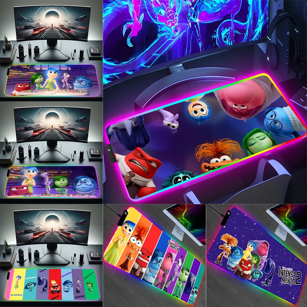 

RGB Pc Gamer Keyboard Mouse Pad Mousepad Cute Anime Inside Out LED Glowing Mouse Mats Rubber Gaming Computer Mausepad