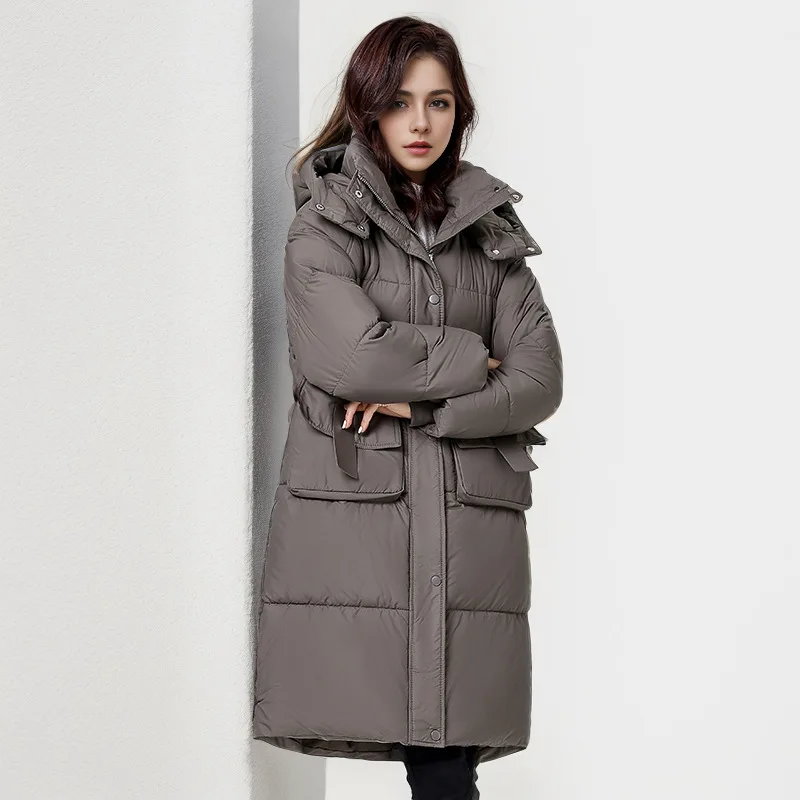 2024 New Winter Women Long Parkas Pockets Thick Warm Hooded Down Cotton Coat Female Loose Puffer Jackets Windproof Snow Overcoat