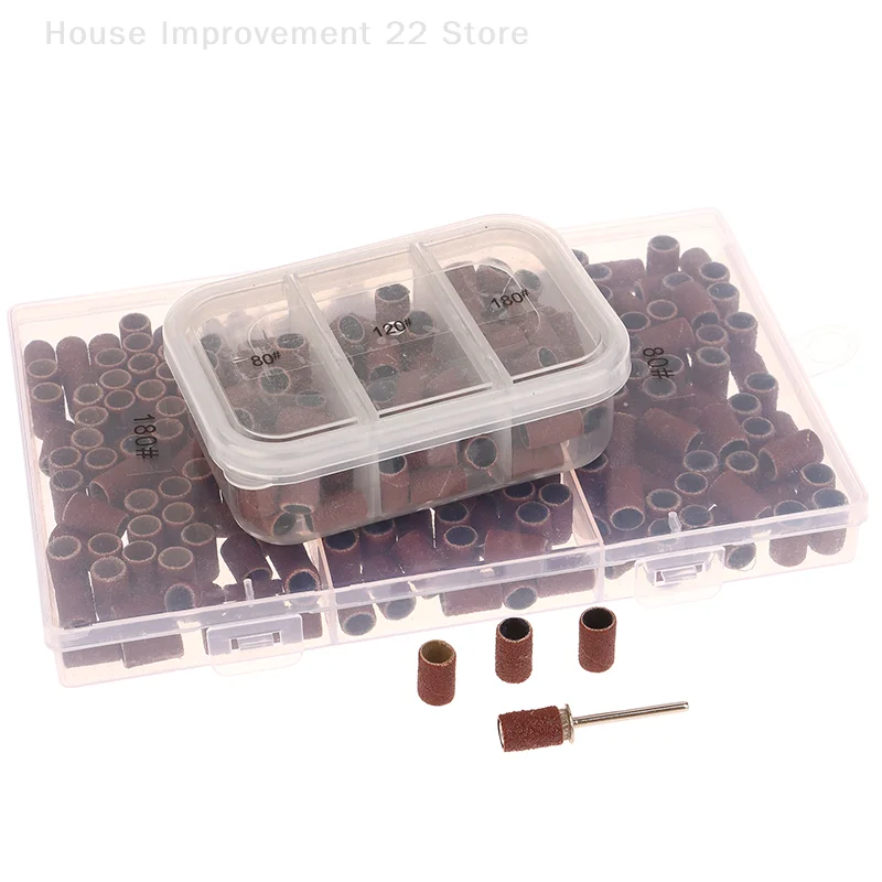 75/210pcs/Box Sanding Cap Bands For Electric Manicure Machine 180/120/80 Grit Nail Drill Grinding Bit Files Pedicure Tool Set