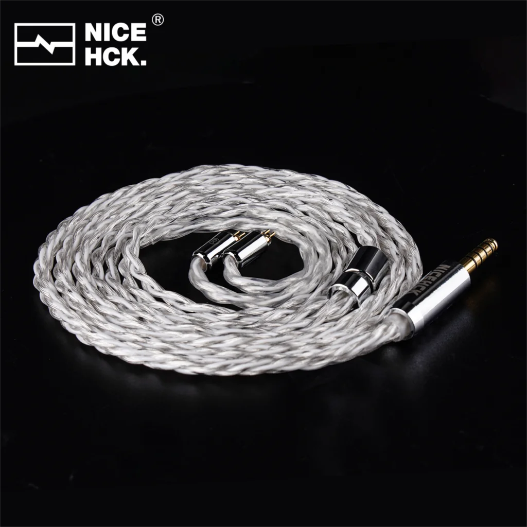 NICEHCK DeepSnow-Cable de actualización para Monitor de auriculares, Cable de cobre alemán Chapado en plata de 4 hebras MMCX/2 pines/QDC para DaVinci 4U DB2