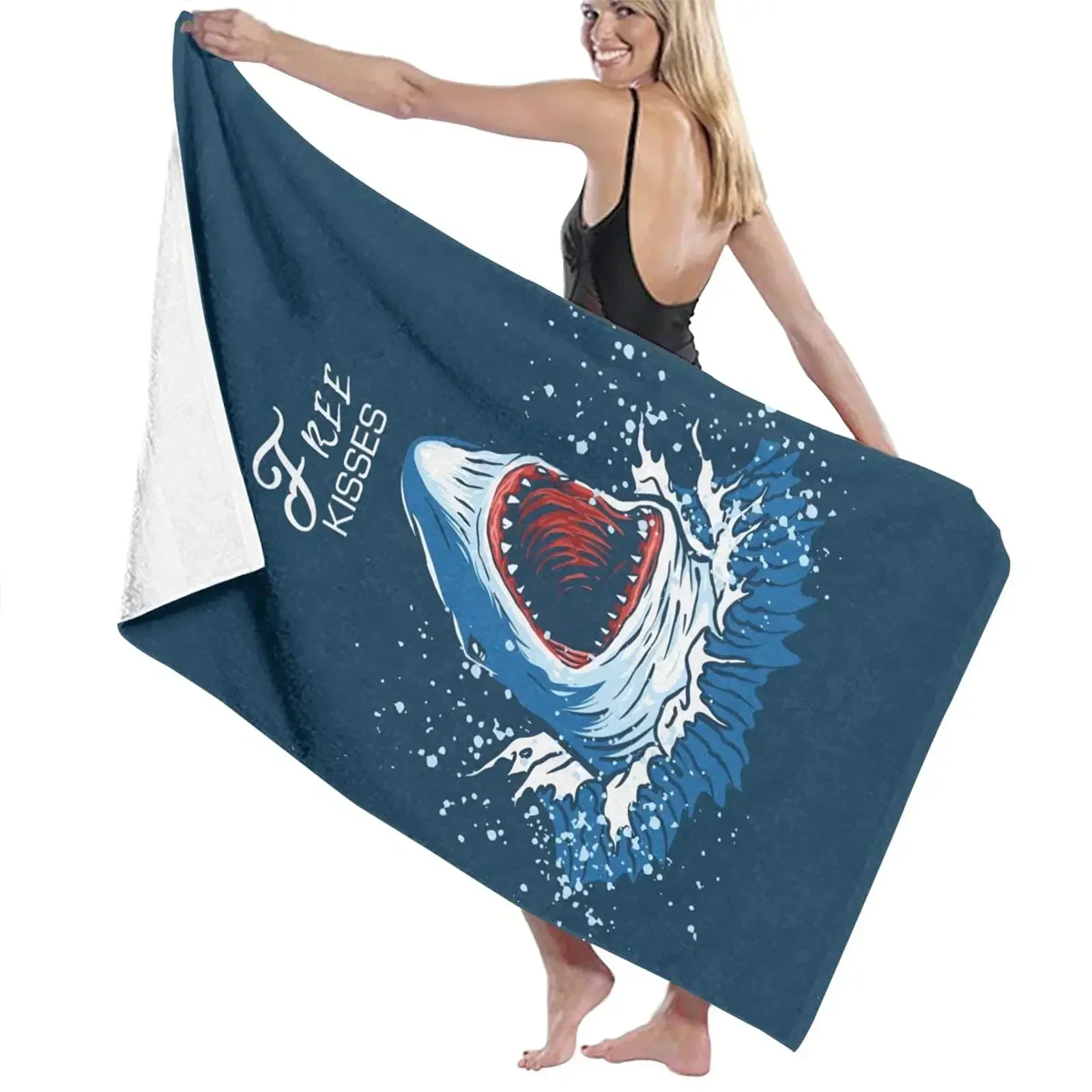 Great White Shark Microfiber Beach Towel Super Soft Plush Quick Dry  Bath Pool     for Men and Women 70X140cm