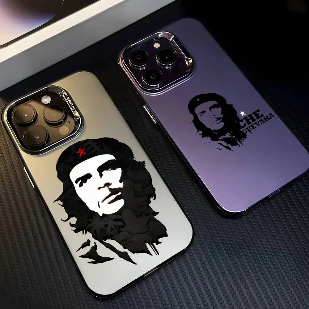 Che guevara cuba retrato caso de telefone para iphone 17 16 15 14 13 12 11 pro max ar multicolorido fosco laser metálico aurora funda