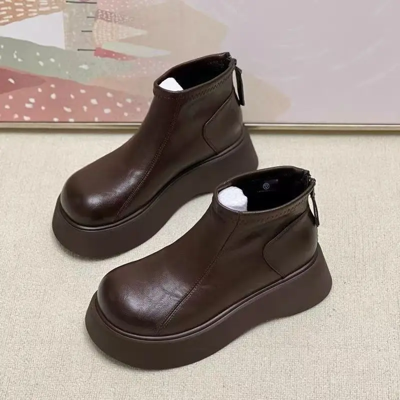 2025 Autumn Women's Shoes Winter Height Raising Warm Women's Boots New Comfortable and Versatile Anti Slip Short Boots
