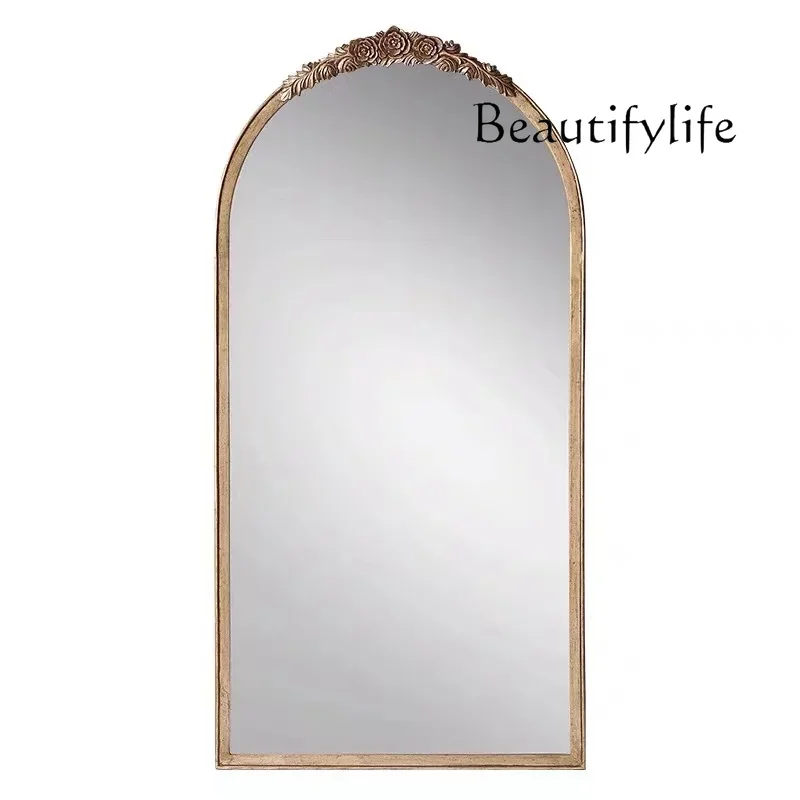 

European full-length mirror retro carved full body French floor-to-ceiling home clothing store cloakroom fitting