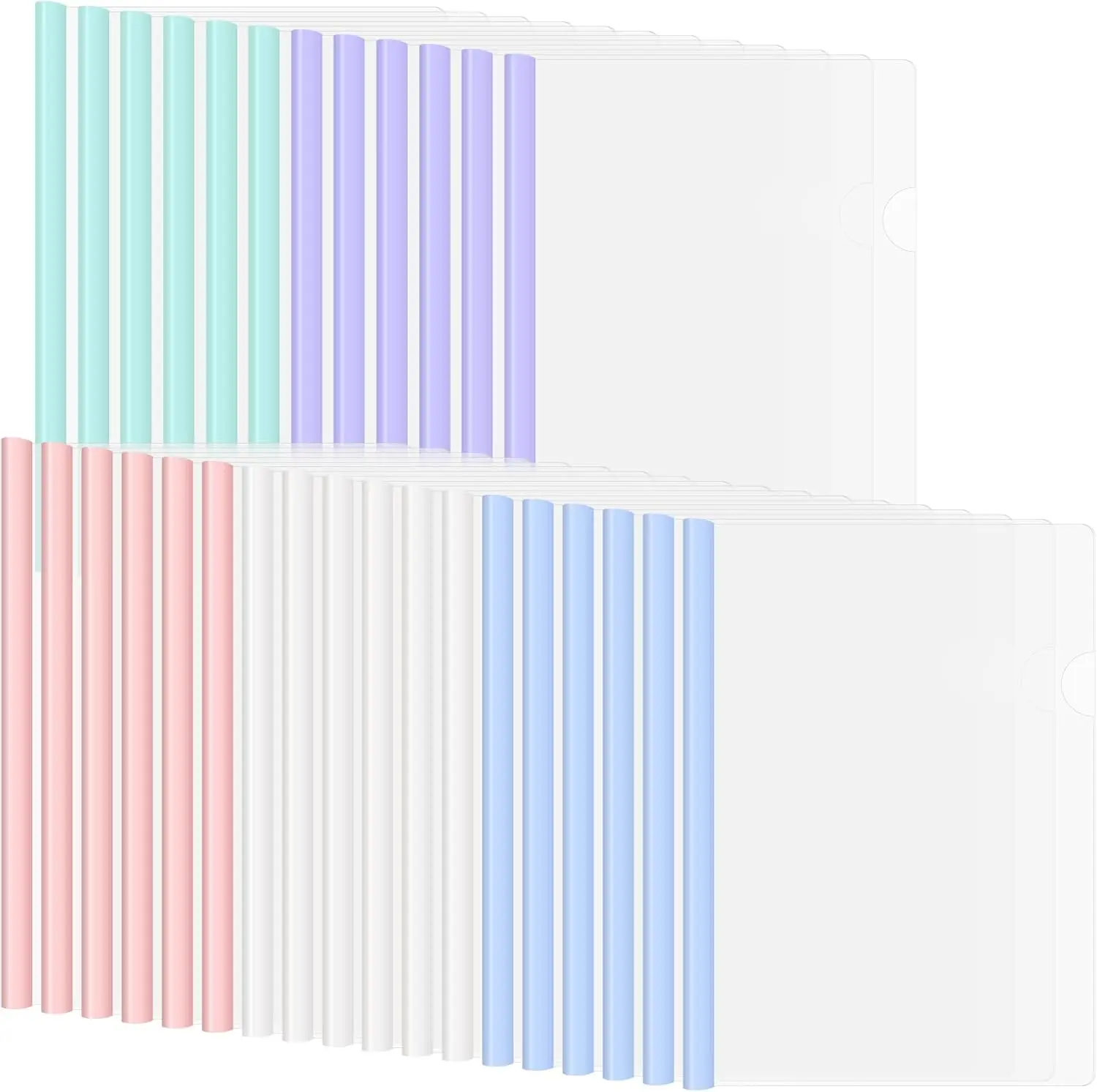 

30Pcs Report Covers with Sliding Bar,100 Sheet Capacity 8mm Clear Report Folde for A4 and Letter Size Paper,File Document Binder