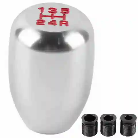 Pommeau de levier de vitesse manuel à 5 vitesses pour voiture, levier de vitesse avec 3 cavernes, 8mm, 10mm, 12mm, argent, accessoires de voiture