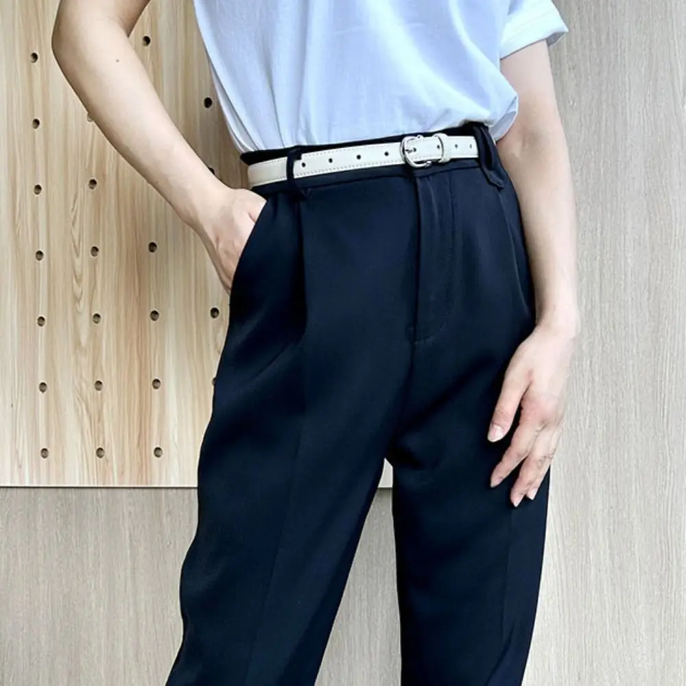 

Alloy Buckle Leather Fashion Belt Slender Strap PU Leather Waist Belt Korean Version Belt Accessories Korean Style Waistband
