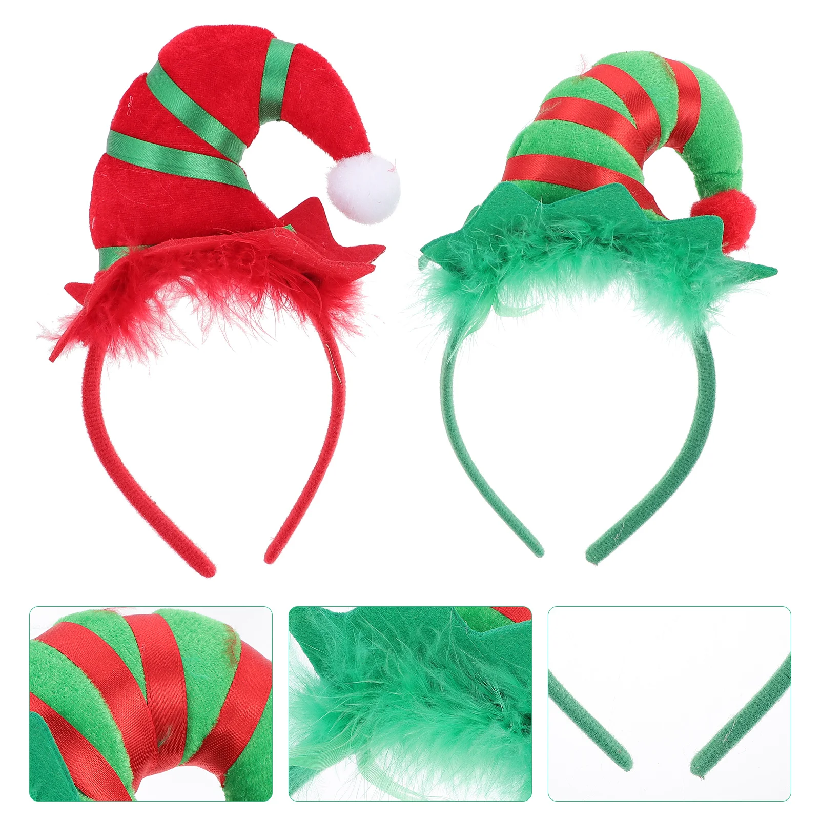 

2Pcs Festival Headdress Props Christmas Style Hair Hoops for Holiday Party Costume Event Lightweight Comfortable Headwear
