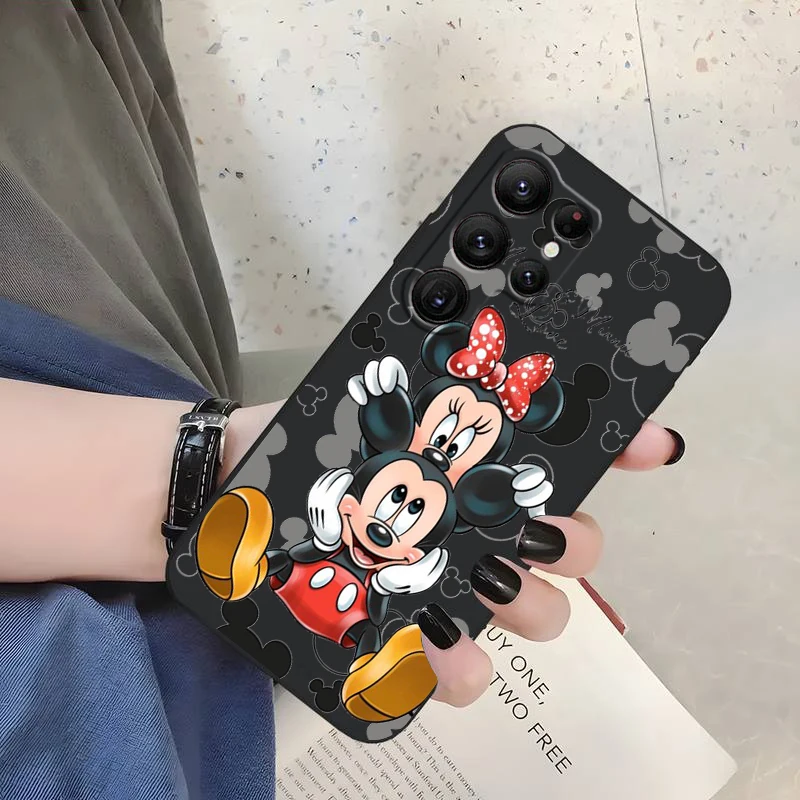 Minnie casing ponsel bayi, sarung HP mode bayi untuk Samsung Galaxy S24 S23 S22 S21 S20 FE S10 S10E Plus Ultra Pro Lite 5G hitam Funda