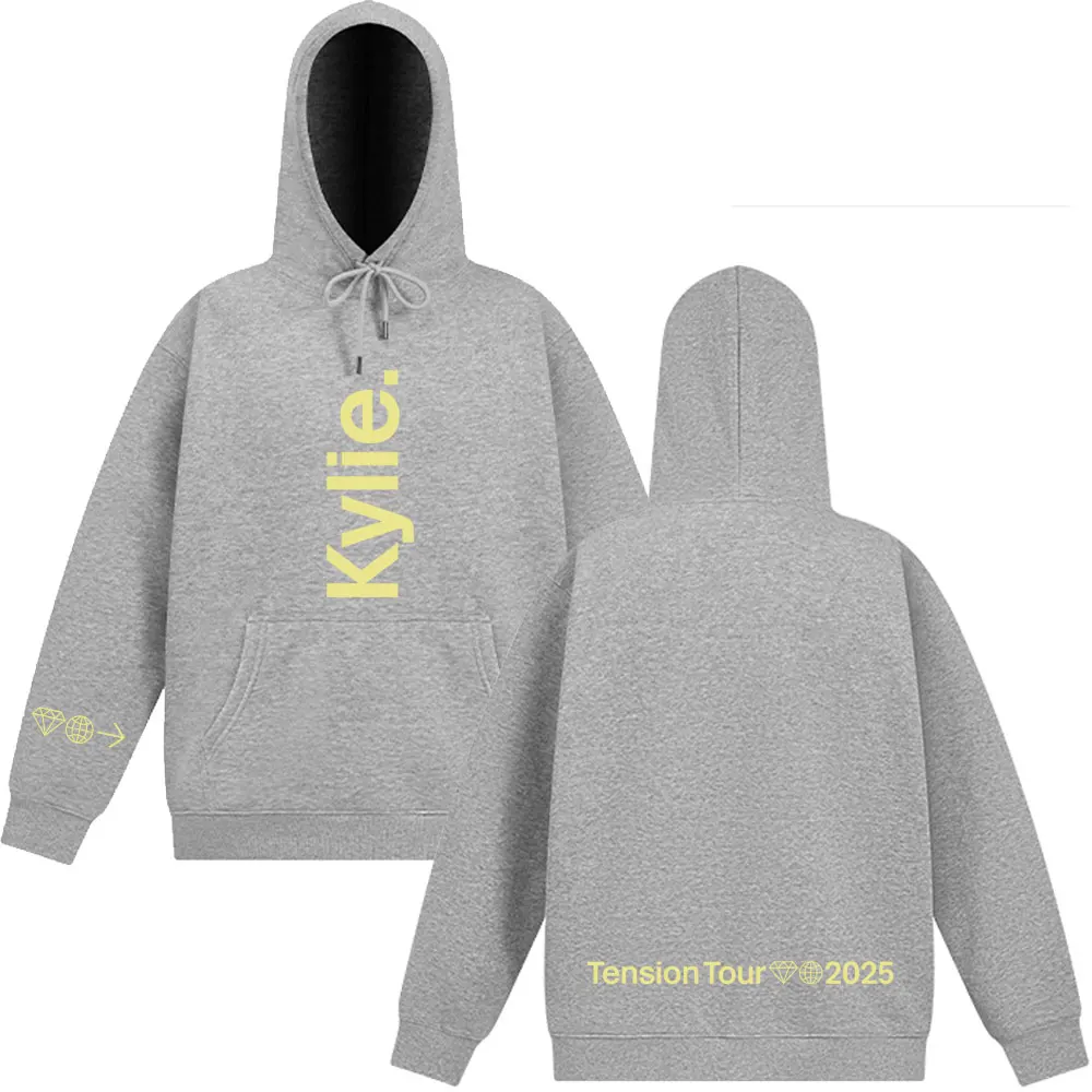 جولة التوتر 2025 هوديس كايلي مينوغ المغني طباعة البلوز النساء الرجال الملابس فضفاضة الشتاء هوديي الصوف الهيب هوب البلوفرات