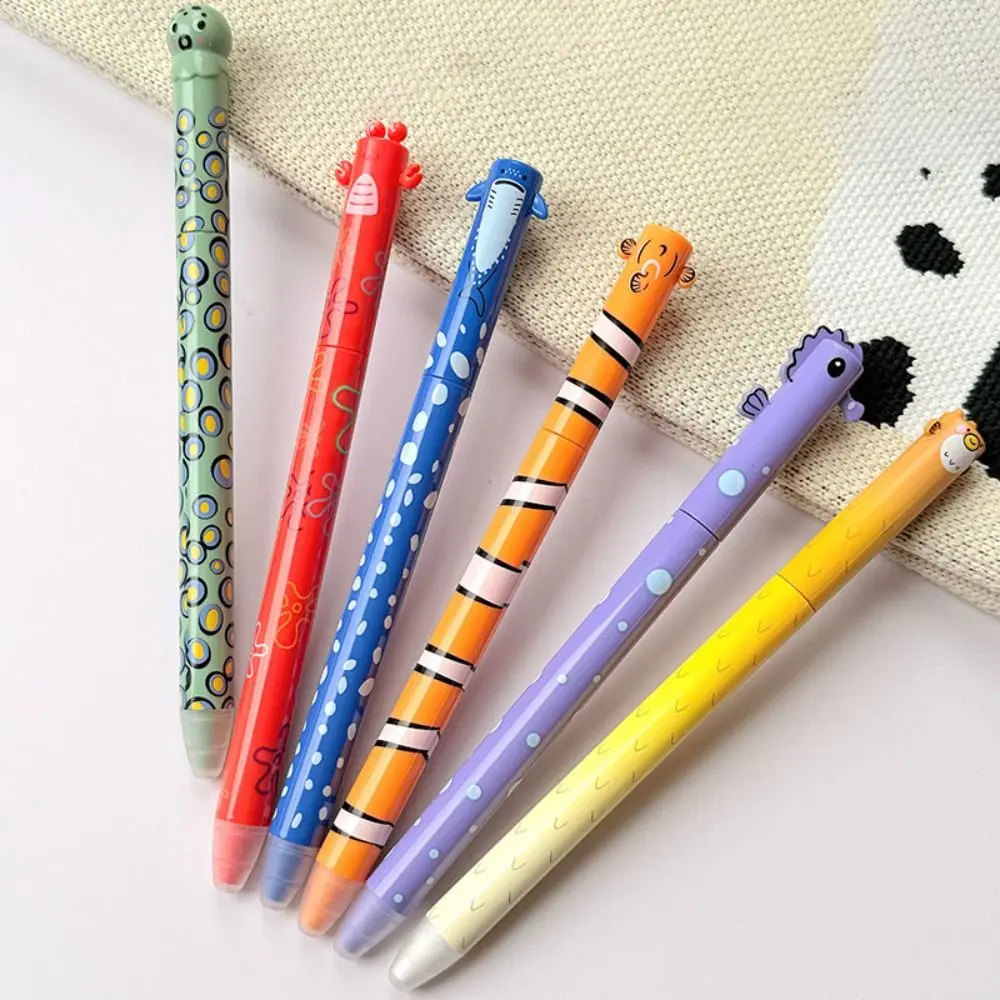 1pc New Ocean Animal Design Erasable Pen Quick-dry Rotating Using Gel Pen Smooth Writing Writing Pen Students