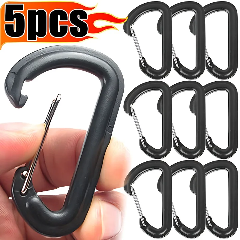 D Shape Plastic Carabiner D-Ring Key Chain Spring Buckle Hook Backpack Hook Keychain Water Bottle Buckle Outdoor Camping Parts