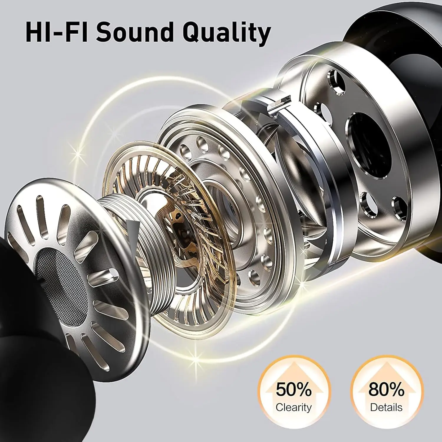 หูฟังไร้สายแท้แบบคล้องหู บลูทูธ สำหรับเล่นกีฬา เสียงสเตอริโอ HiFi กันน้ำ หูฟัง TWS